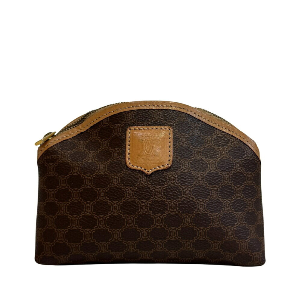 CELINE Half Moon Pouch Vanity Bag Macadam Brown
